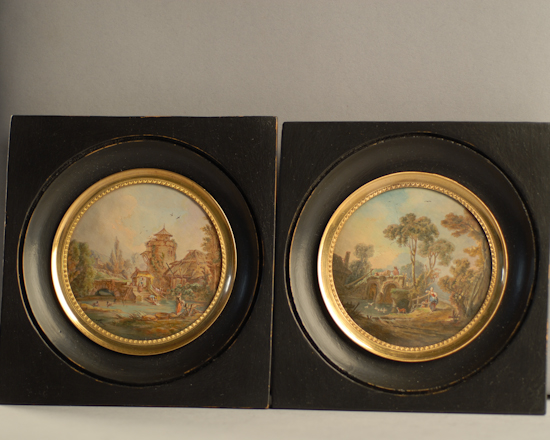 Appraisal: Maury th C European A Pair of Miniature River Landscapes