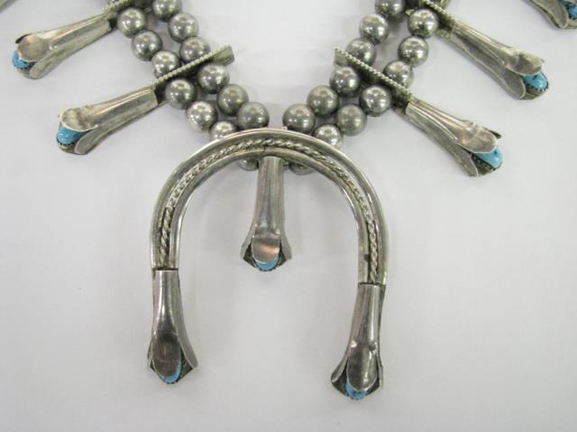 Appraisal: Vintage Navajo silver Squash Blossom necklace with turquoise unmarked