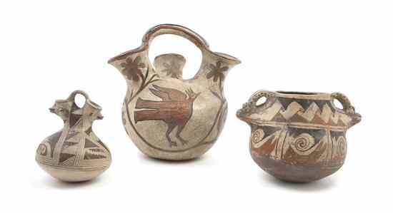 Appraisal: A Group of Three Native American Earthenware Vessels comprising a