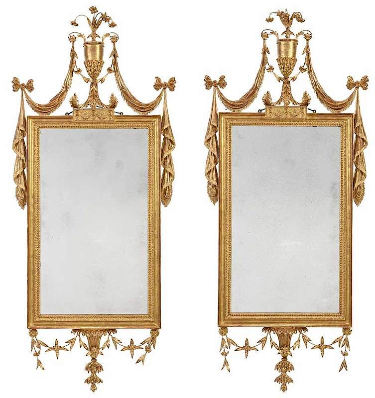 Appraisal: Important Pair George III Carved and Giltwood Mirrors circa s