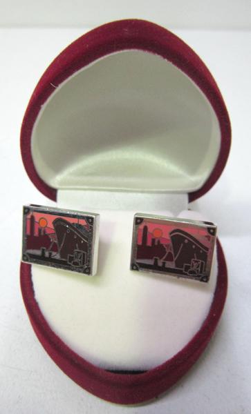 Appraisal: A PAIR OF LOUIS VUITTON ENAMEL CUFFLINKS WITH CASE A