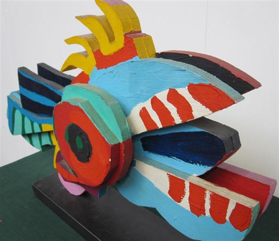 Appraisal: KAREL APPEL DUTCH - Carved and hand-painted wood Flying Fish