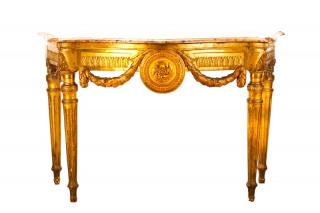 Appraisal: Louis XVI Style Giltwood Marble Top Console Table French first