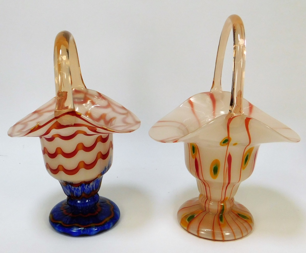 Appraisal: PC KRALIK BASKET BOHEMIAN ART GLASS VASES Bohemia th CenturyLot