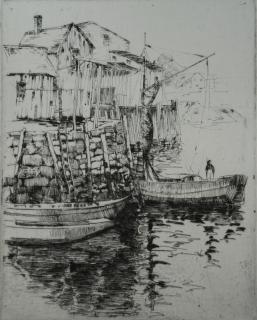 Appraisal: Alfred Hutty drypoint Alfred Hutty American - - Fishing Wharf-