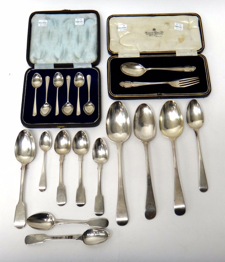 Appraisal: Silver table flatware comprising a set of six coffee spoons