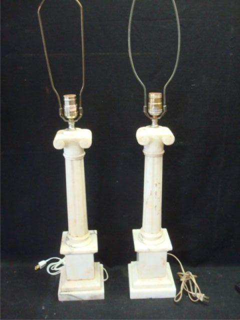 Appraisal: Pair of Column Form Marble Lamps From the Carlisle Hotel