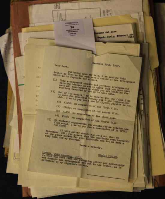 Appraisal: GRACIE FIELDS A collection of letters personal accounts 'The Haven'