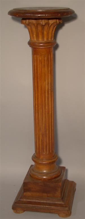 Appraisal: RED STAINED PINE COLUMNAR PEDESTAL h w d in