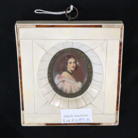 Appraisal: Miniature Portrait Painting on Ivoryof young lady oval in ivory