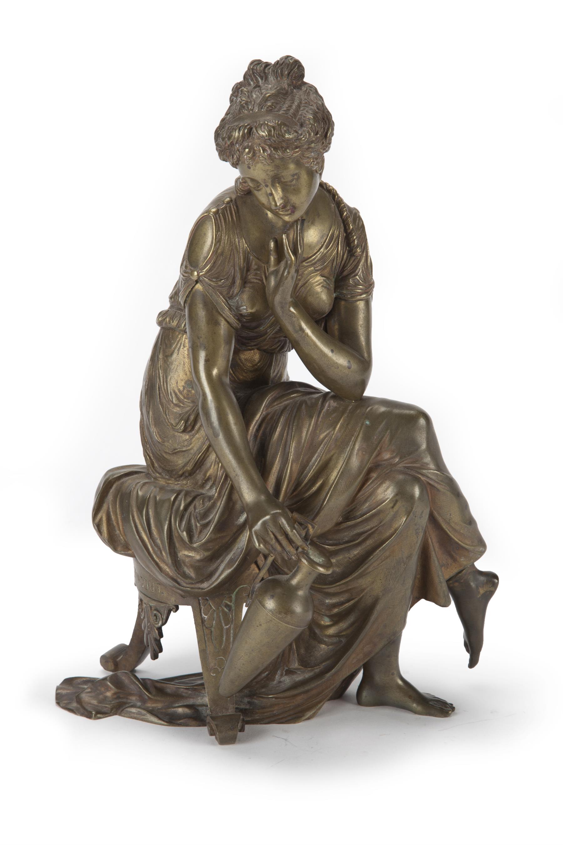 Appraisal: FRENCH STATUE OF A WOMAN Early th century Seated classical-style