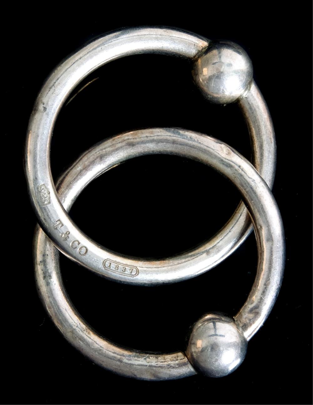 Appraisal: TIFFANY CO DOUBLE CIRCLE STERLING TEETHING RINGTiffany Co sterling silver