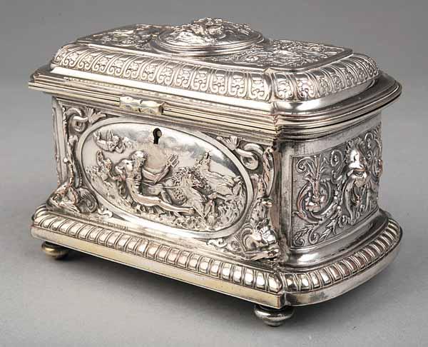 Appraisal: A French Silverplate Jewel Casket th c marked Oudry Dpe