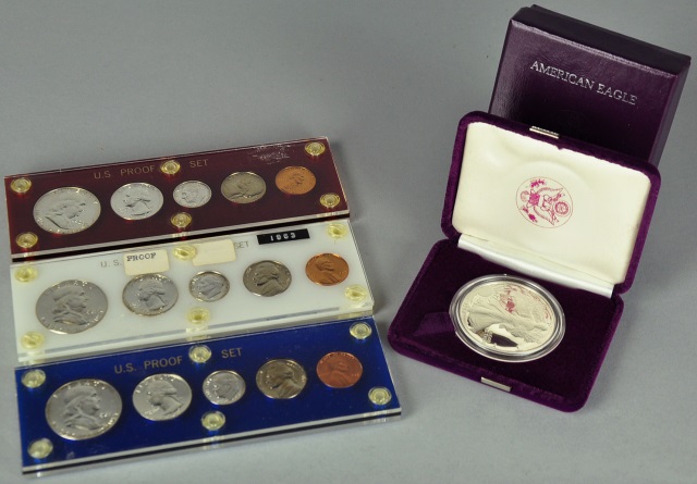 Appraisal: Three Silver Proof Sets in Capital Style HoldersDates are and