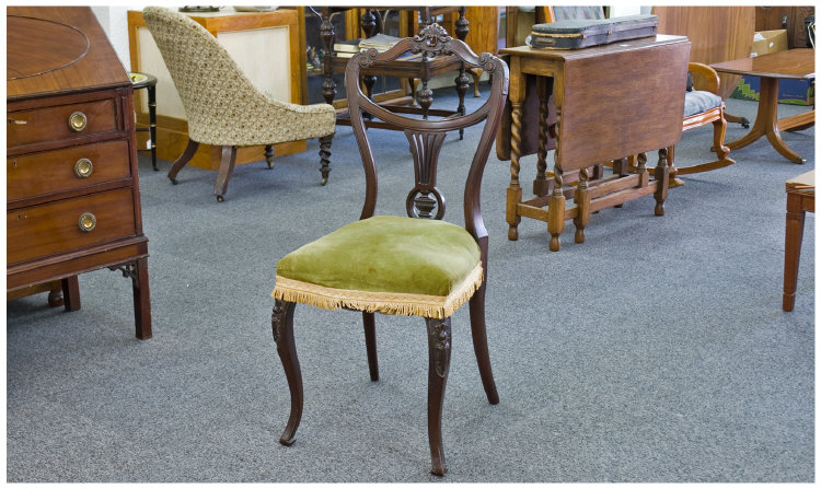 Appraisal: Victorian Carved Dining Chair Carved Backrest And Cabriole Legs Upholstered