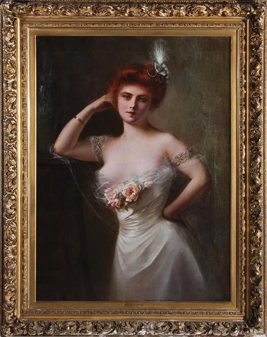 Appraisal: Henri Rondel attributed to French - RED HAIRED BEAUTY IN