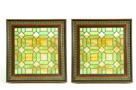 Appraisal: PAIR OF SLAG GLASS WINDOW INSERTS American th century Stained