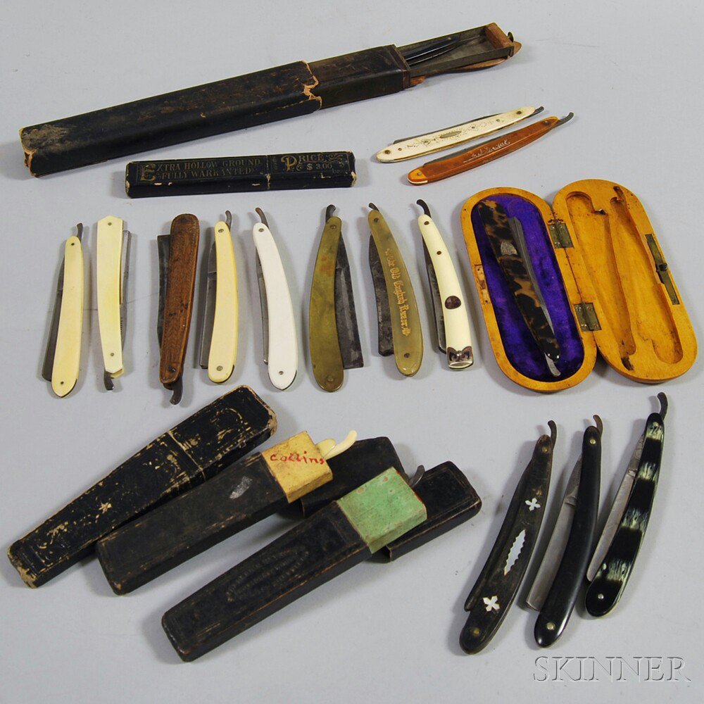 Appraisal: Collection of Razors including a strop with a drawer for