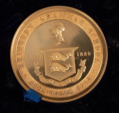 Appraisal: John Pinches a silver gilt Brighton Grammar School medallion presented