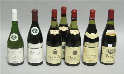 Appraisal: MIXED MATURE BURGUNDY Seven bottles including Mommessin Clos de Tart