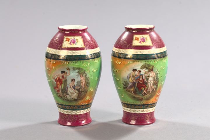 Appraisal: Pair of Carl Knoll Fischern Porcelain Garniture Vases fourth quarter