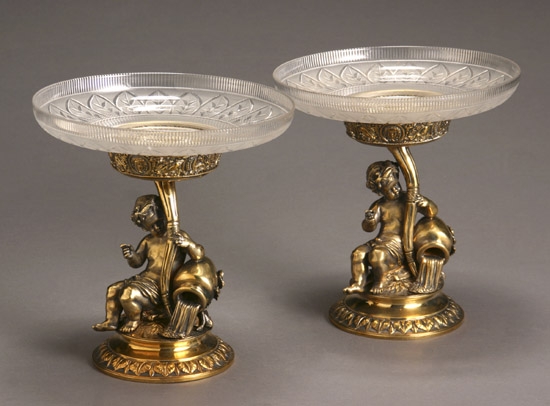 Appraisal: Pair of Victorian Silver Gilt Putto Compotes Stephen Smith Son