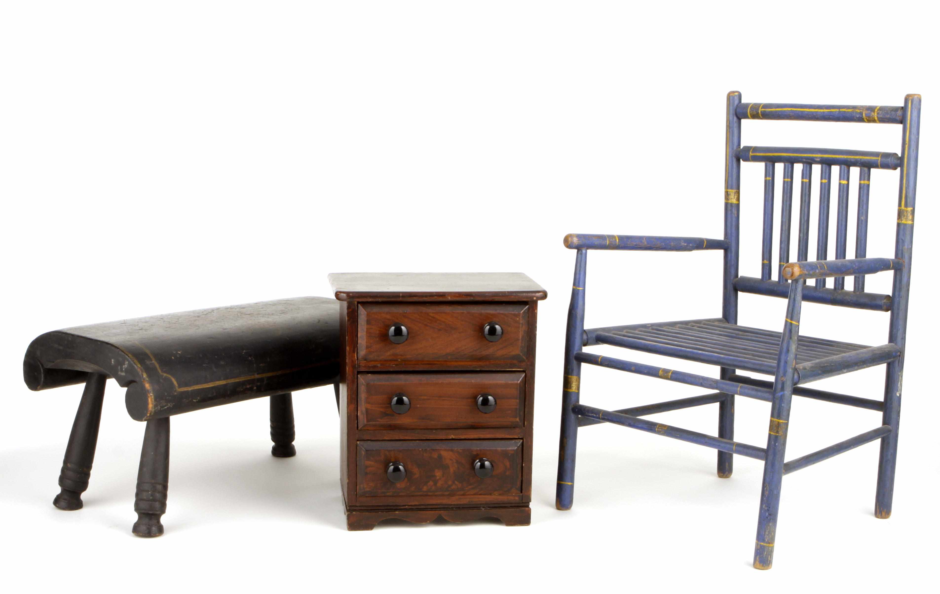 Appraisal: An assembled group of American miniature furniture Comprising a paint