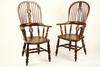 Appraisal: WINDSOR CHAIRS - Assembled pair of early yew wood English