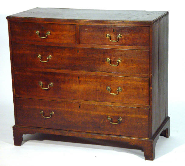 Appraisal: Georgian mahogany chest of drawers fitted two short above three