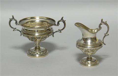 Appraisal: RENAISSANCE STYLE SILVERPLATE CREAMER AND JUG Two handled sugar bowl