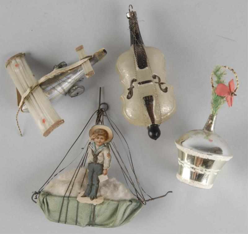 Appraisal: Lot of Glass Christmas Ornaments Description Includes an airplane with