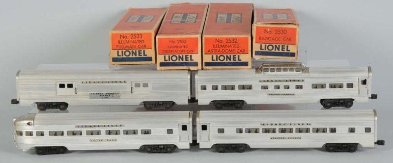 Appraisal: Lot of Lionel O-Gauge Passenger Cars OB Description Post-war Aluminum