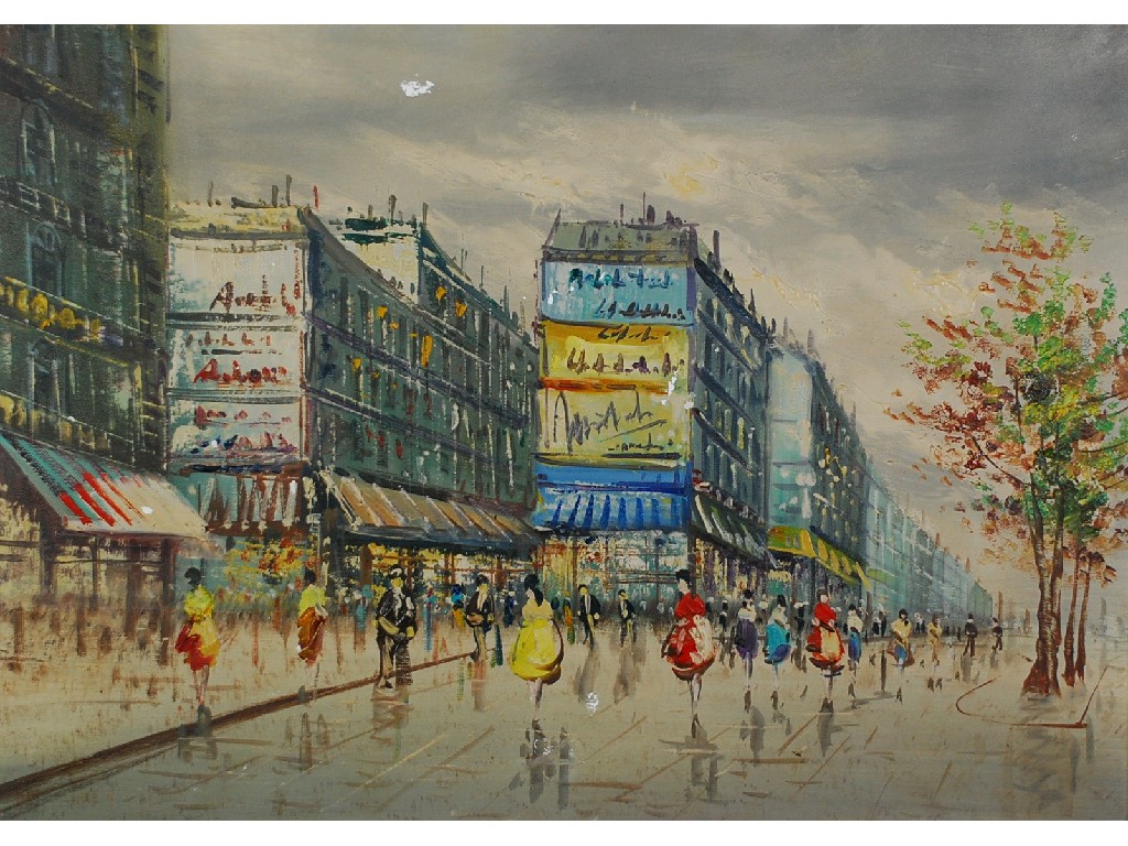 Appraisal: UNATTRIBUTED twentieth century OIL ON CANVAS Parisian street scene x