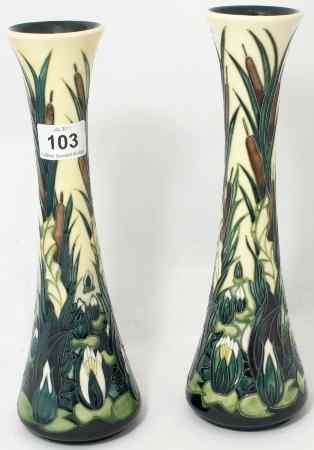 Appraisal: Moorcroft Pair of Vases depicting Water Lillies height cm seconds