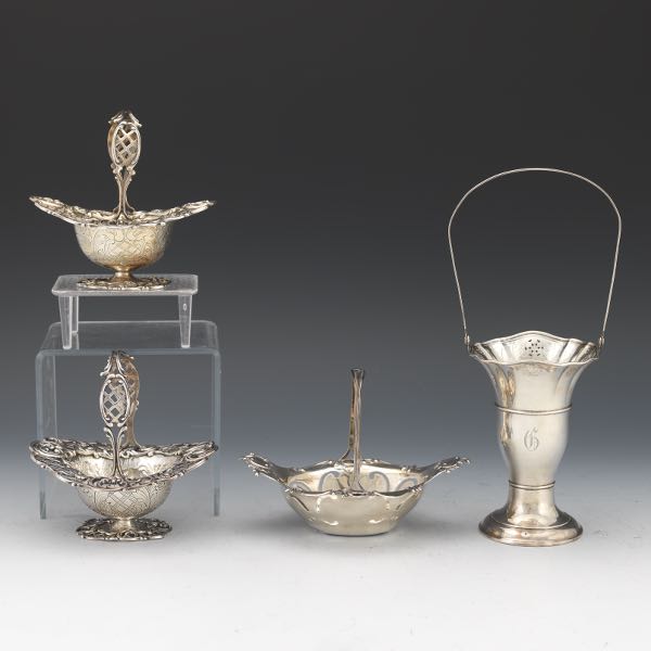 Appraisal: GROUP OF FOUR STERLING SILVER TABLE BASKETS BY MAUSER MFG