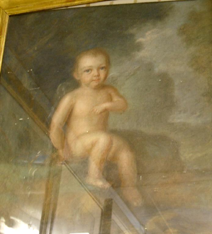 Appraisal: th century French School - seated cherub with one foot