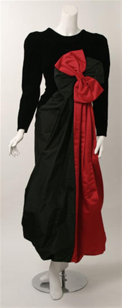 Appraisal: Two Arnold Scassi gowns s One calf-length in black velvet