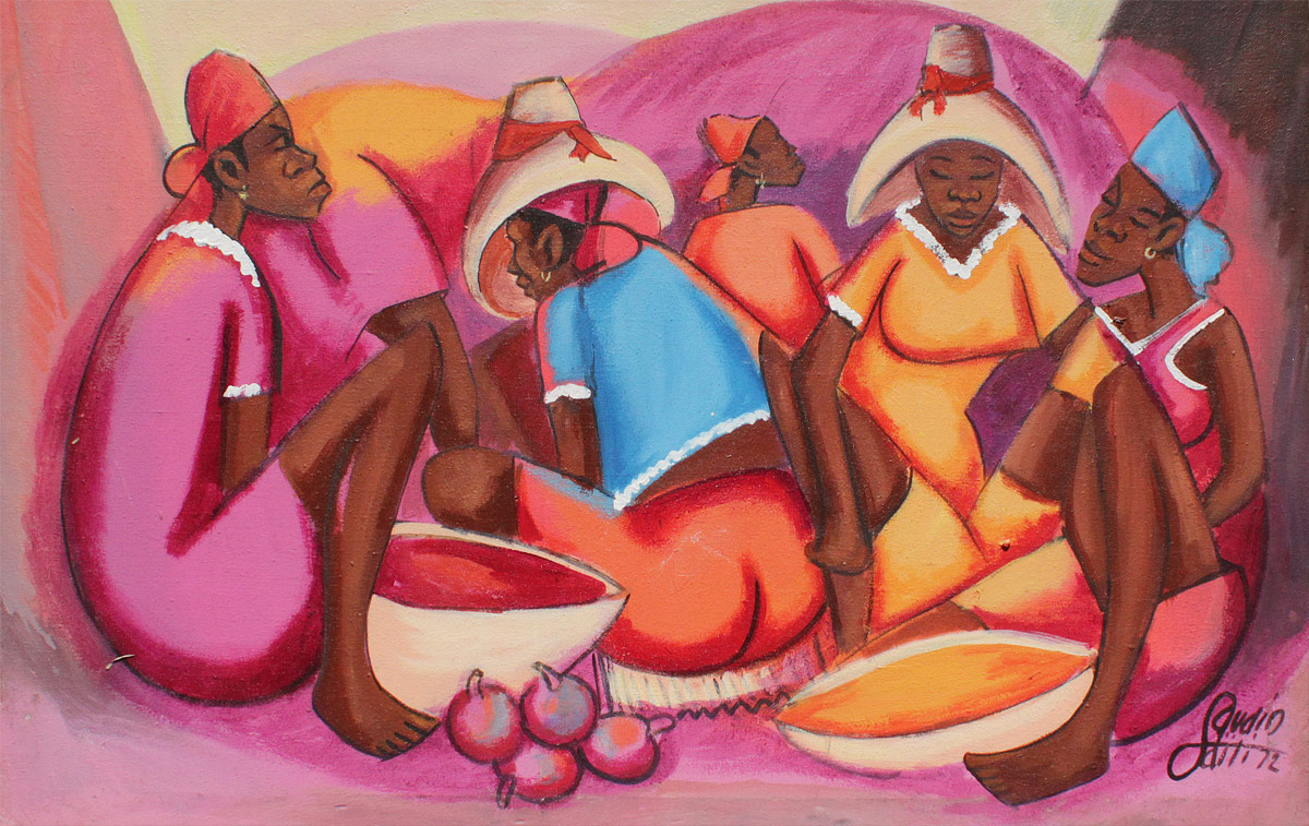 Appraisal: SAVAIN Petion Haitian - Haitian Market Scene with Seated Women