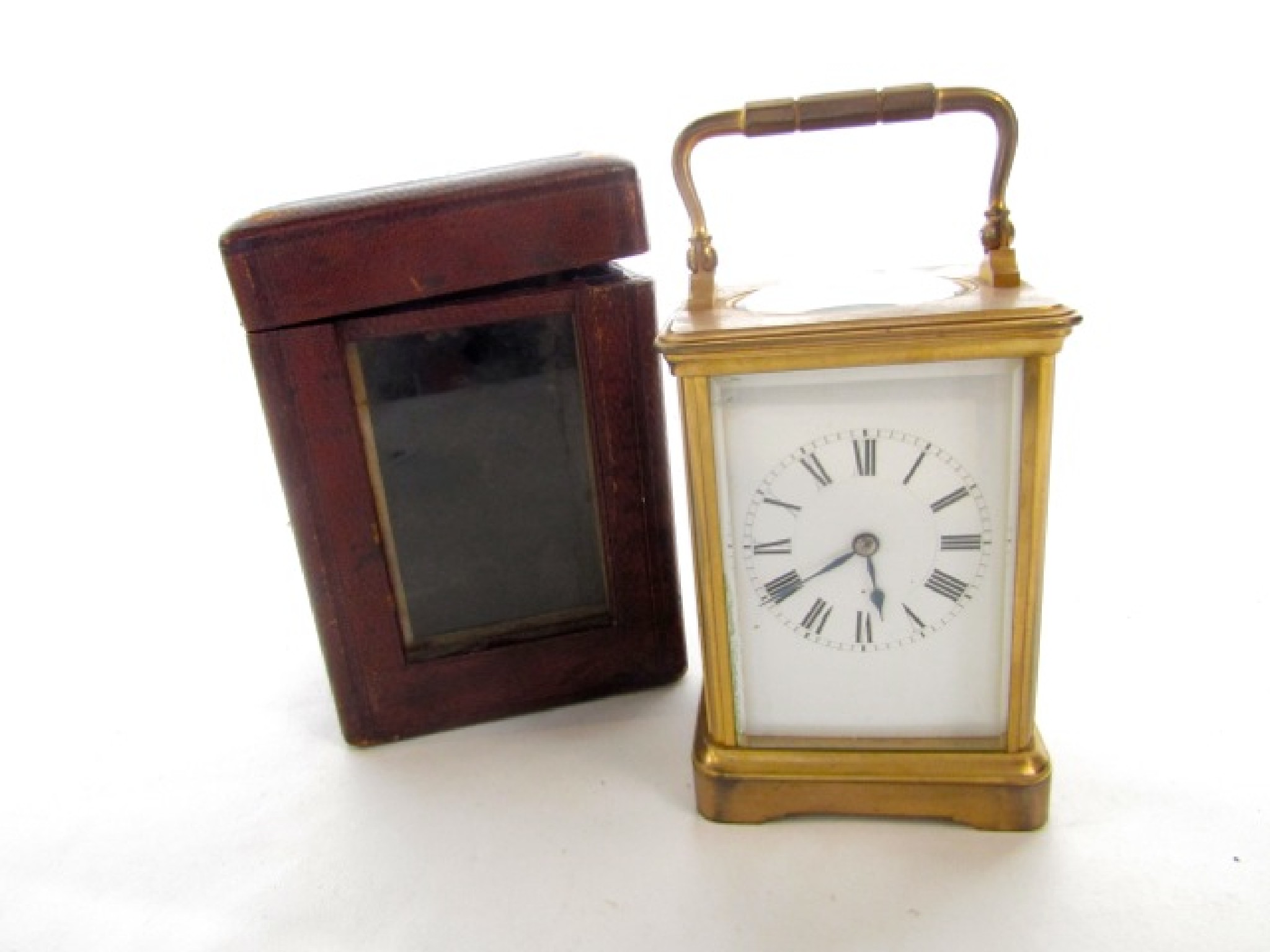 Appraisal: A brass day carriage clock by Henri Jacot with enamel