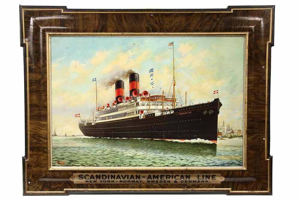 Appraisal: TIN LITHO - Lithograph on tin of the Scandinavian-American Lines