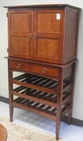 Appraisal: MAHOGANY WINE CABINET ON STAND The top section is a