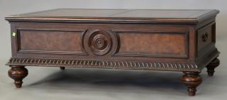 Appraisal: Ethan Allen coffee table with leather top corner chip ht