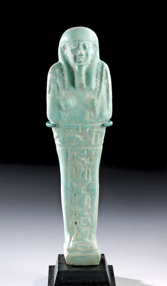 Appraisal: Egyptian Late Dynastic Glazed Faience Ushabti Egypt Late Dynastic Period