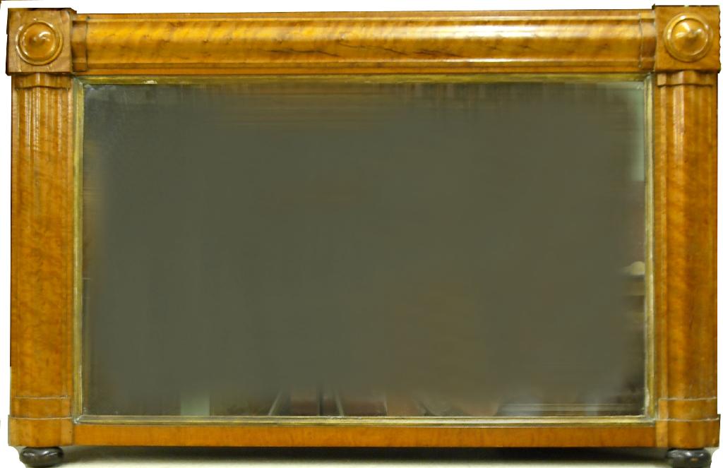 Appraisal: Biedermeier rectangular birds eye maple overmantel mirror with a moulded