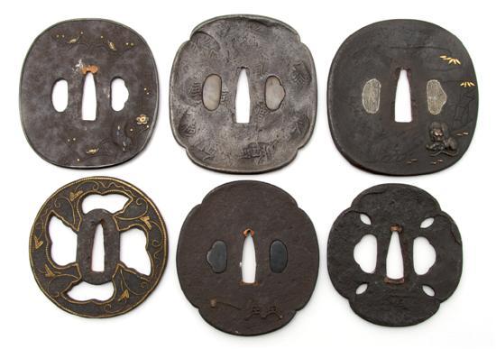 Appraisal: A Group of Six Tsuba late th- th century comprised