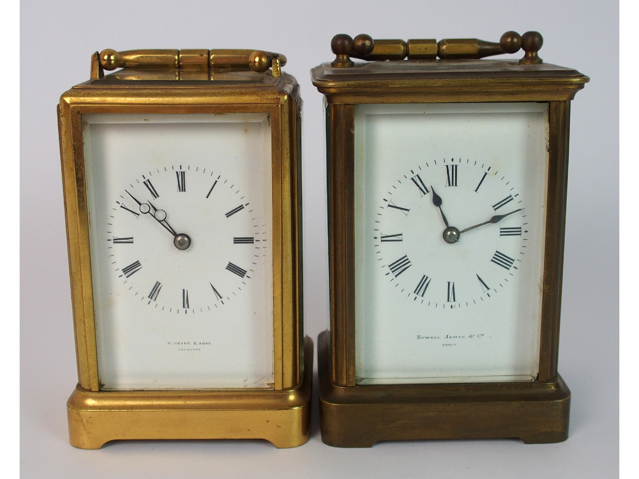 Appraisal: A brass carriage clockthe enamel dial inscribed to G Grant