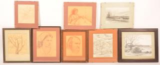 Appraisal: Eight J Cashore Pencil and Crayon Drawings Eight Pencil and