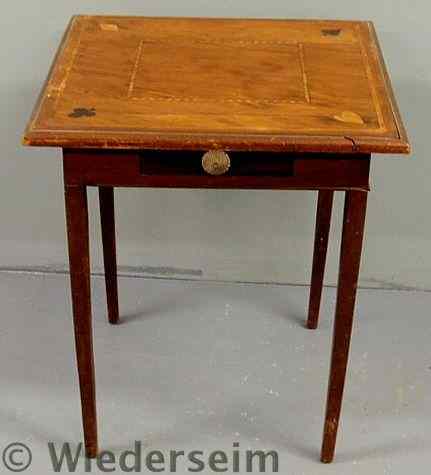 Appraisal: Hepplewhite style mahogany card table the top with inlaid playing