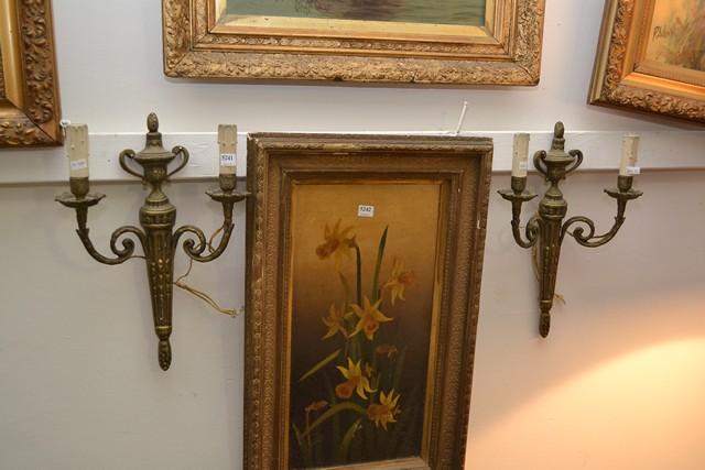 Appraisal: A PAIR OF FRENCH BRASS WALL SCONCES