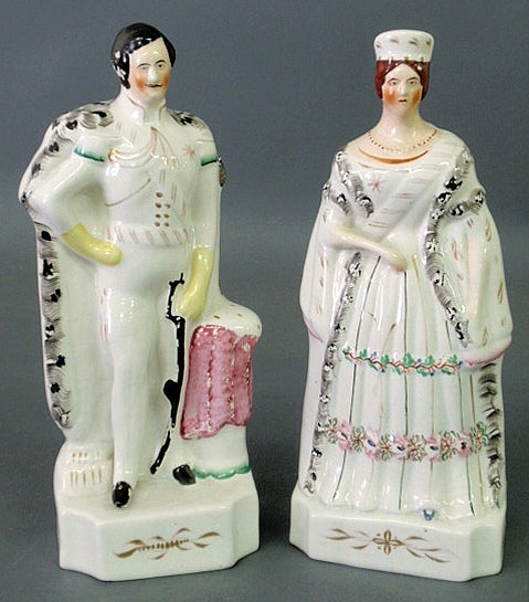 Appraisal: Two Staffordshire figures of the King and Queen of England